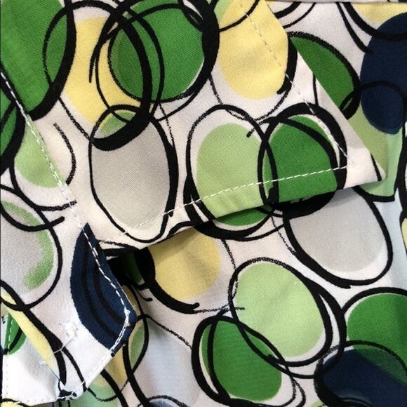 Tailor B Moss Retro Bubble Print Tie Waist Blouse Sz M 70s Style Top - Picture 9 of 11